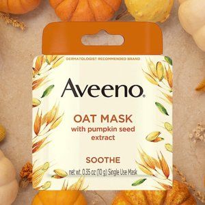 3 Pk Aveeno Oat Face Mask With Soothing Pumpkin Seed Extract & Feverfew Extract